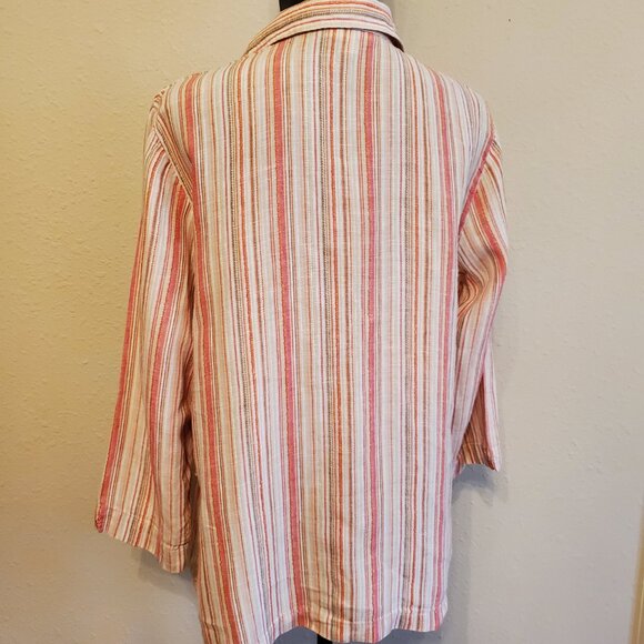 JM Collection Top Button Down 3/4 Sleeve 100% Linen Women's Blouse Size 14. - Picture 3 of 13